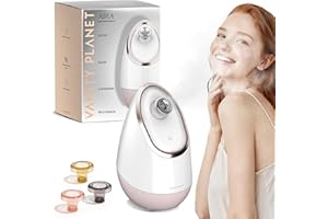 Vanity Planet Aira Ionic Facial Steamer (Rose Gold) - Pore Cleaner That Detoxifies, Cleanses and Moisturizes - Adjustable Nozzle, Water Tank with 3 Essential Oil Baskets