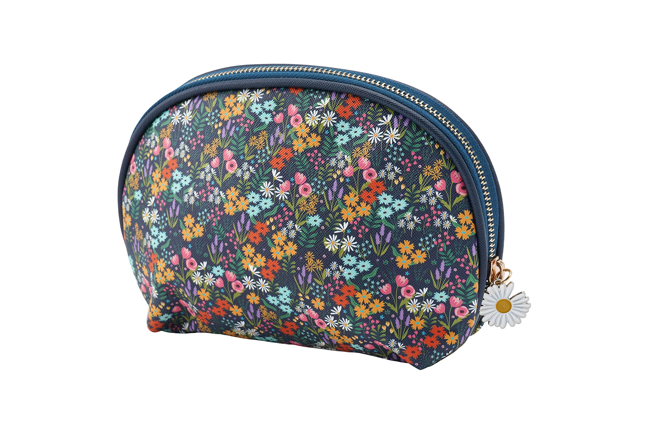 CGB Giftware | Ditsy Floral Beauty Bag | Floral Print | Blue | Daisy Flower Gold Zip Fastening | Beauty Cosmetic Ladies Accessory | Gift for Her | The Flower Market Range | GB07169