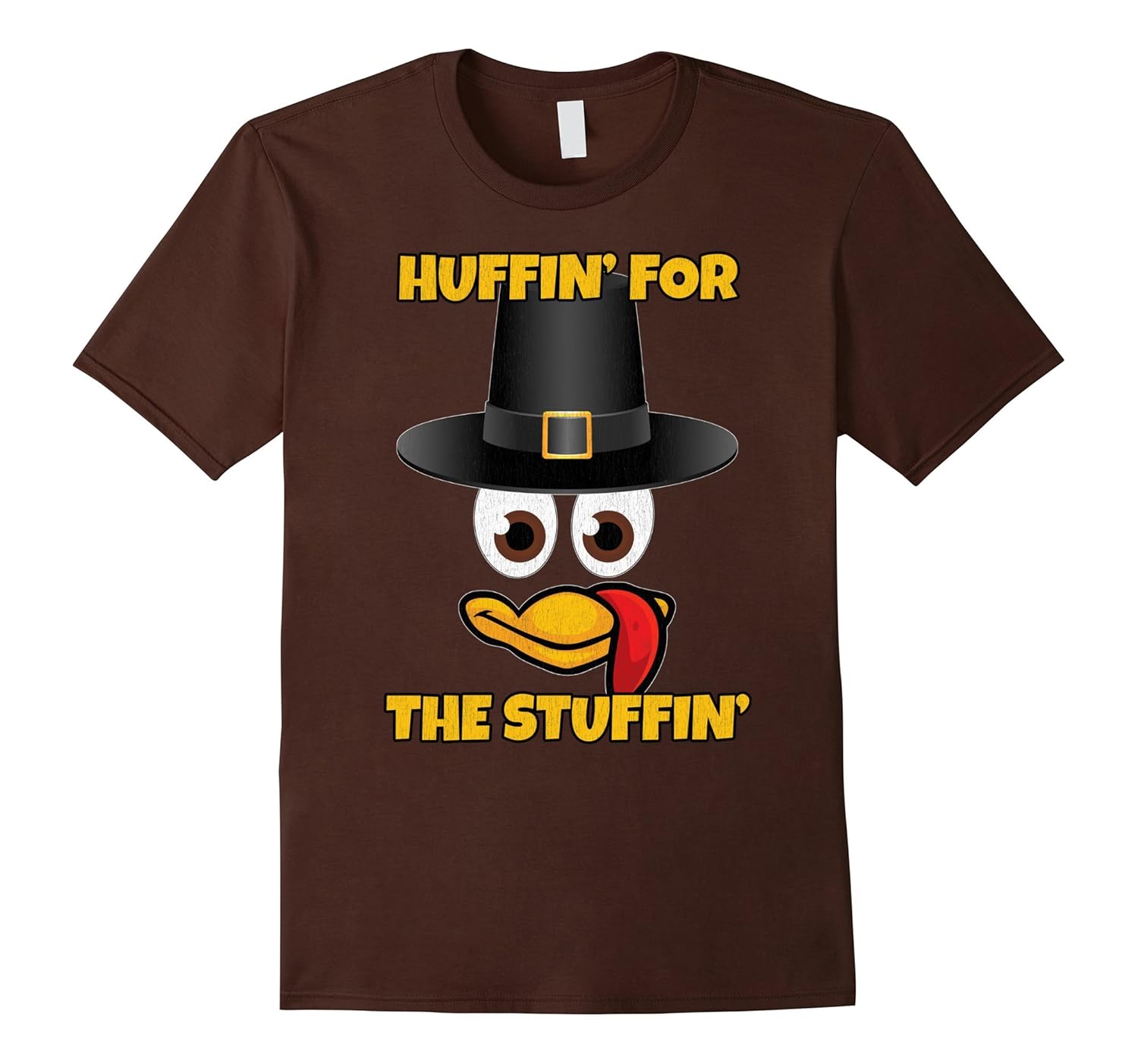 Mens Huffin For The Stuffin Turkey Face Pilgrim Man T Shirt-Rose