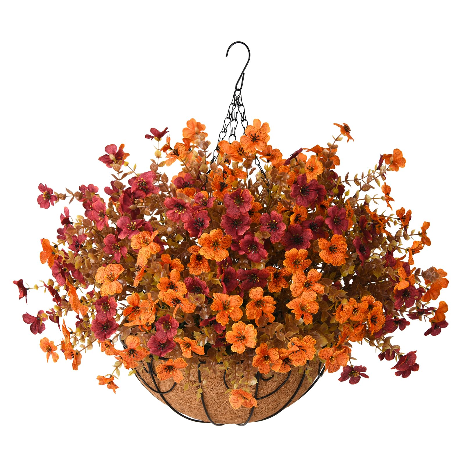 ZFProcess Artificial Fake Fall Hanging Plants Flowers Basket, Faux Silk ...