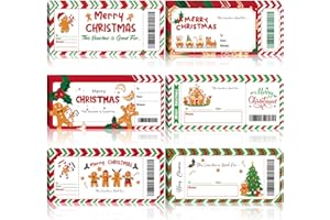 Tenare 48 Pcs Christmas Coupons Christmas Gift Certificates for Holiday Xmas Stocking Stuffer Small Business Clients Xmas Customer Redeem Vouchers, 4 x 9 Inches