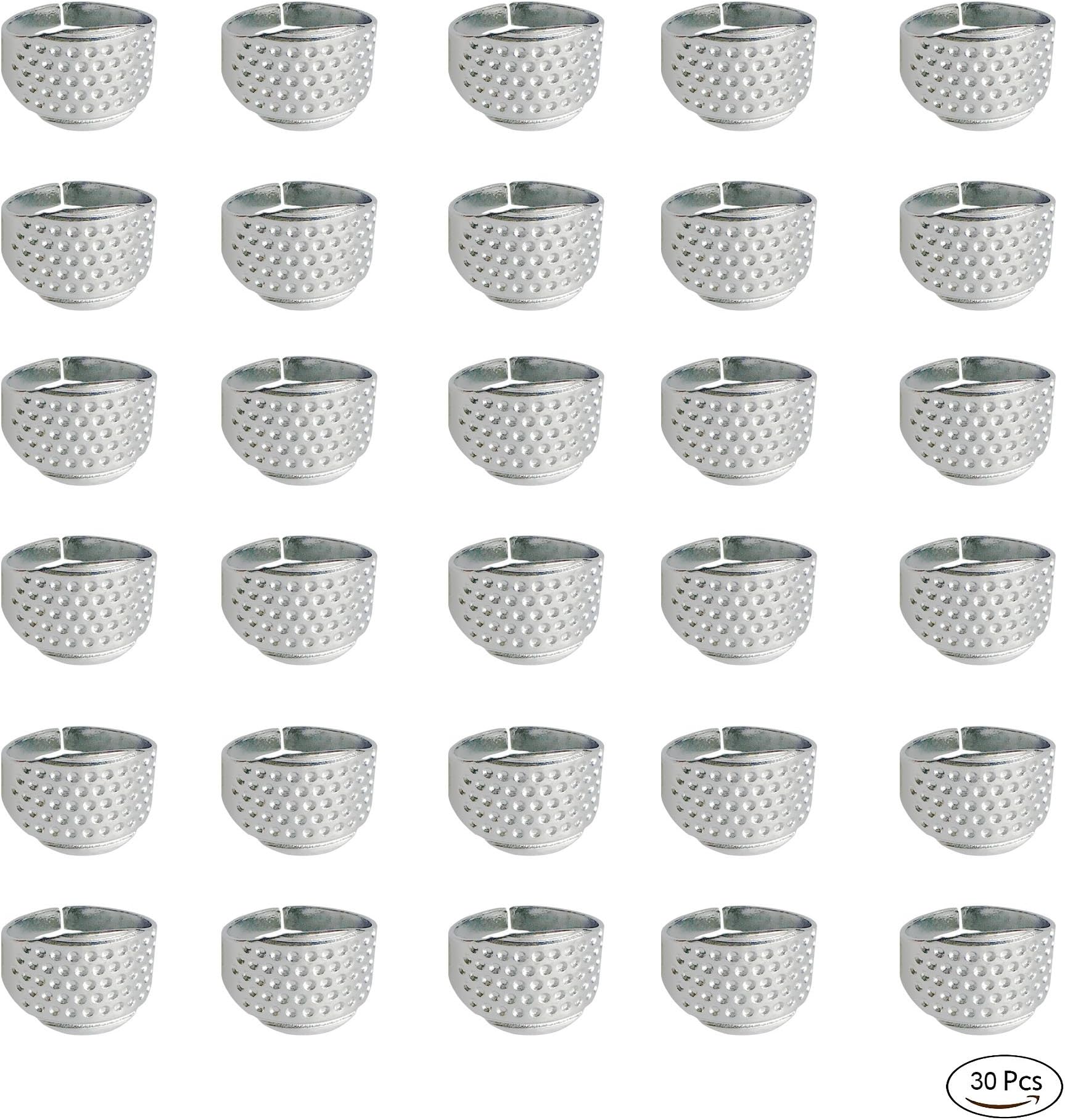 LGEGE 30 PCs Silver Toned Vintage DIY Crafts Metal Sewing Thimbles Finger Thimble Protector Shield, Ring Shape Thimbles Protector.