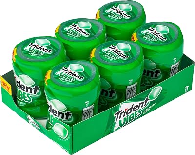 Pastilhas de mascar verde sem açúcar e hortelã verde Vibes Spearmint, embale 6 potes