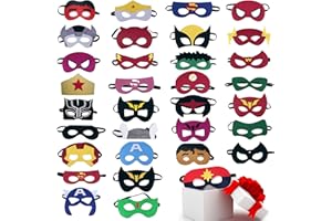 TEEHOME 33PCS Superhero Masks for Kids - Felt and Elastic Party Favors - Birthday Halloween Christmas, School Classroom Classmate Gift - Hero Supplies Theme for Boys Girls Children
