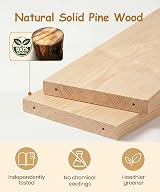 Mazjoaru 40cm Nursery Shelves Set of 3 Pine Wood Wall Shelves view 4