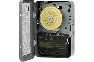 Intermatic T101 24-Hour Mechanical Timer Switch - 120V SPST, Indoor Metal Enclosure, Heavy Duty, Manual Override, 40 Amp - Ideal for Lights, Pumps, Fans, and HVAC Systems