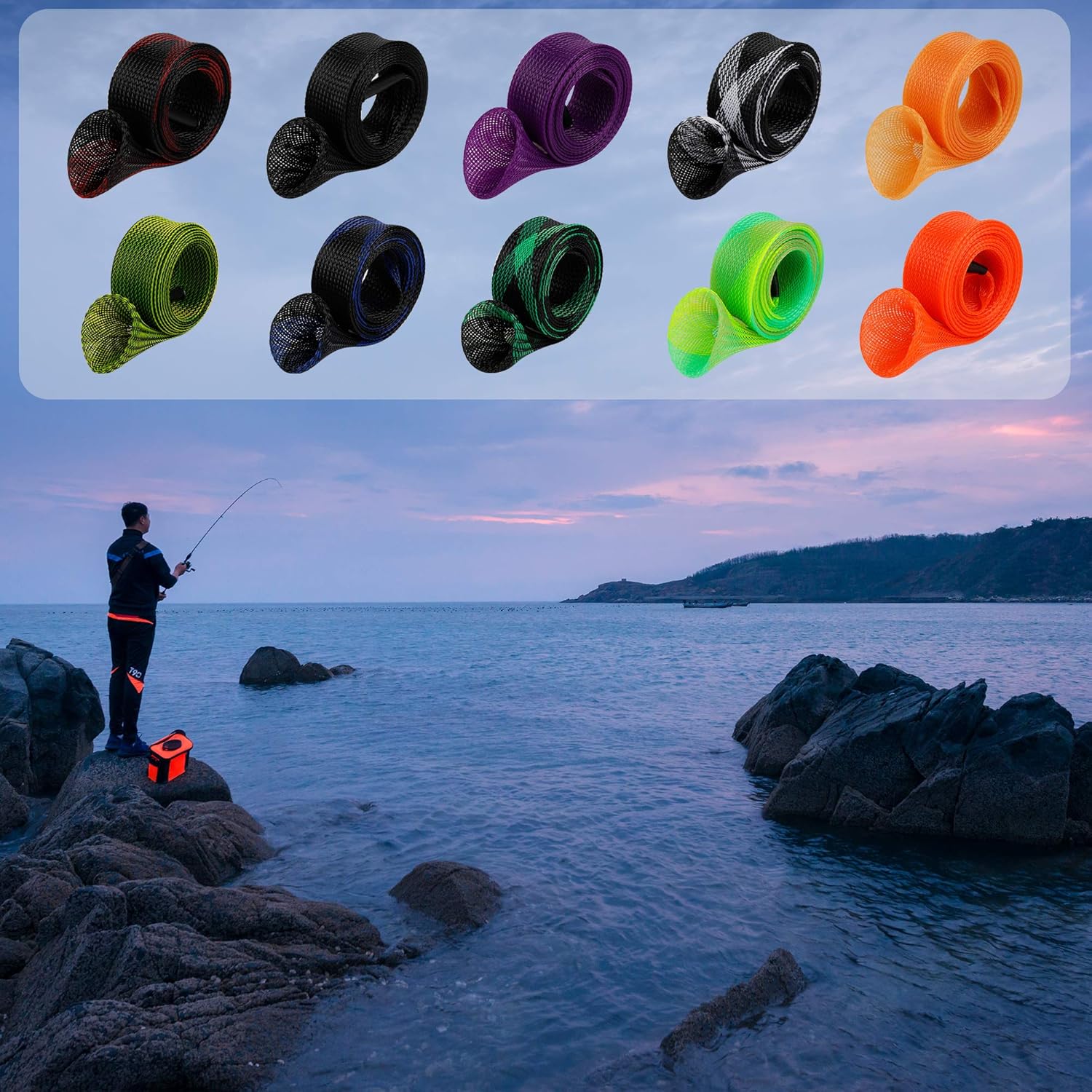 10Pcs Rod Sock Fishing Rod Sleeve Rod Cover Braided Mesh Rod Protector Pole Gloves Fishing Tools. Flat or Pointed End/Spinning or Casting Rods. for Casting Sea Fishing Rod/Spinning Fishing Rod : Sports & Outdoors