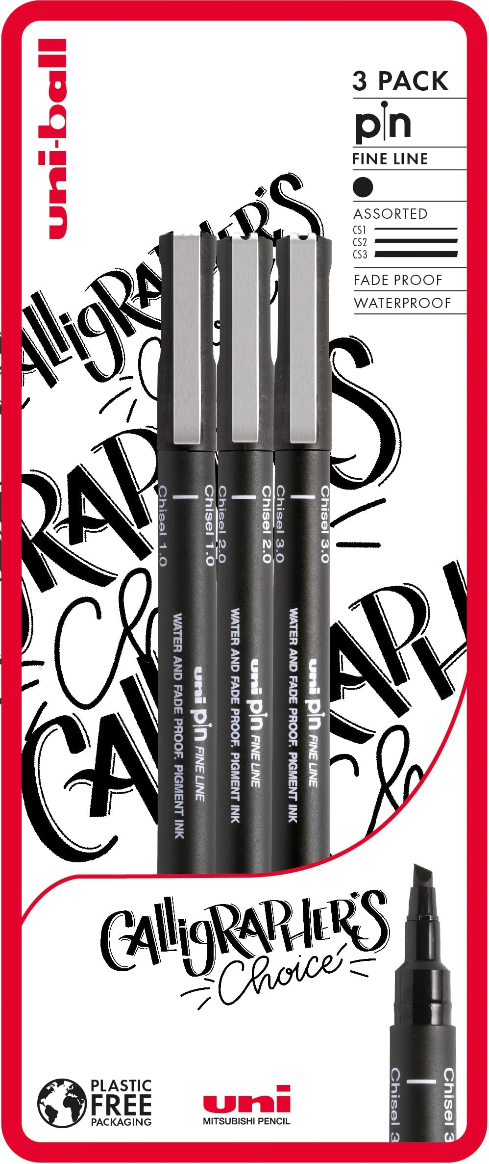 uni-ball PIN Fineliners Black Fine Tip Ink 3 Pack Archival Quality