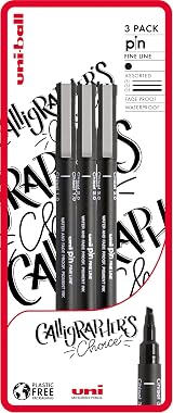 uni-ball PIN Fineliners Black Fine Tip Ink 3 Pack Archival Quality