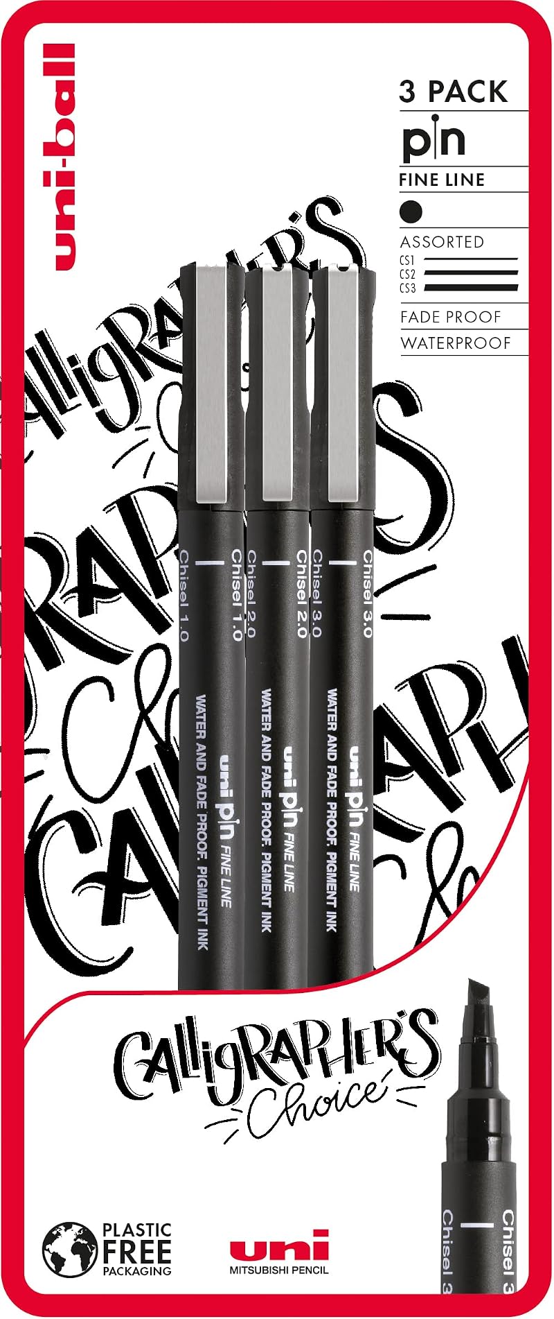 uni-ball PIN Fineliners Black Fine Tip Ink 3 Pack Archival Quality