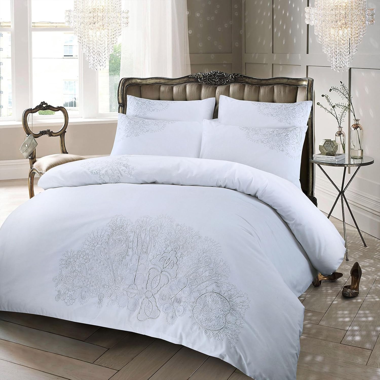 Luxury Metallic Thread Embroidered 180 Thread Percale 100 Cotton Duvet