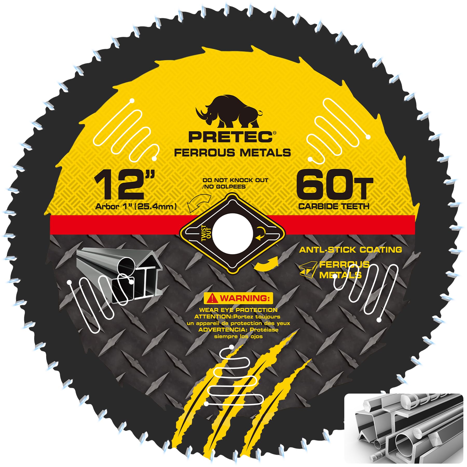 Photo 1 of 12BLADEST Blade for Cutting Mild Steel with 1" Arbor, for Circular and Chop Saws, No Heat, No Burrs & Virtually No Sparks, Carbide-Tipped TCT Blade for Cold Metal Cutting,12-Inch x 60-Tooth