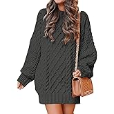 ANRABESS Womens Sweater Dress Oversized Cable Knit Chunky Long Sleeve Short Dresses 2025 Fall Outfits Vacation Winter Clothes