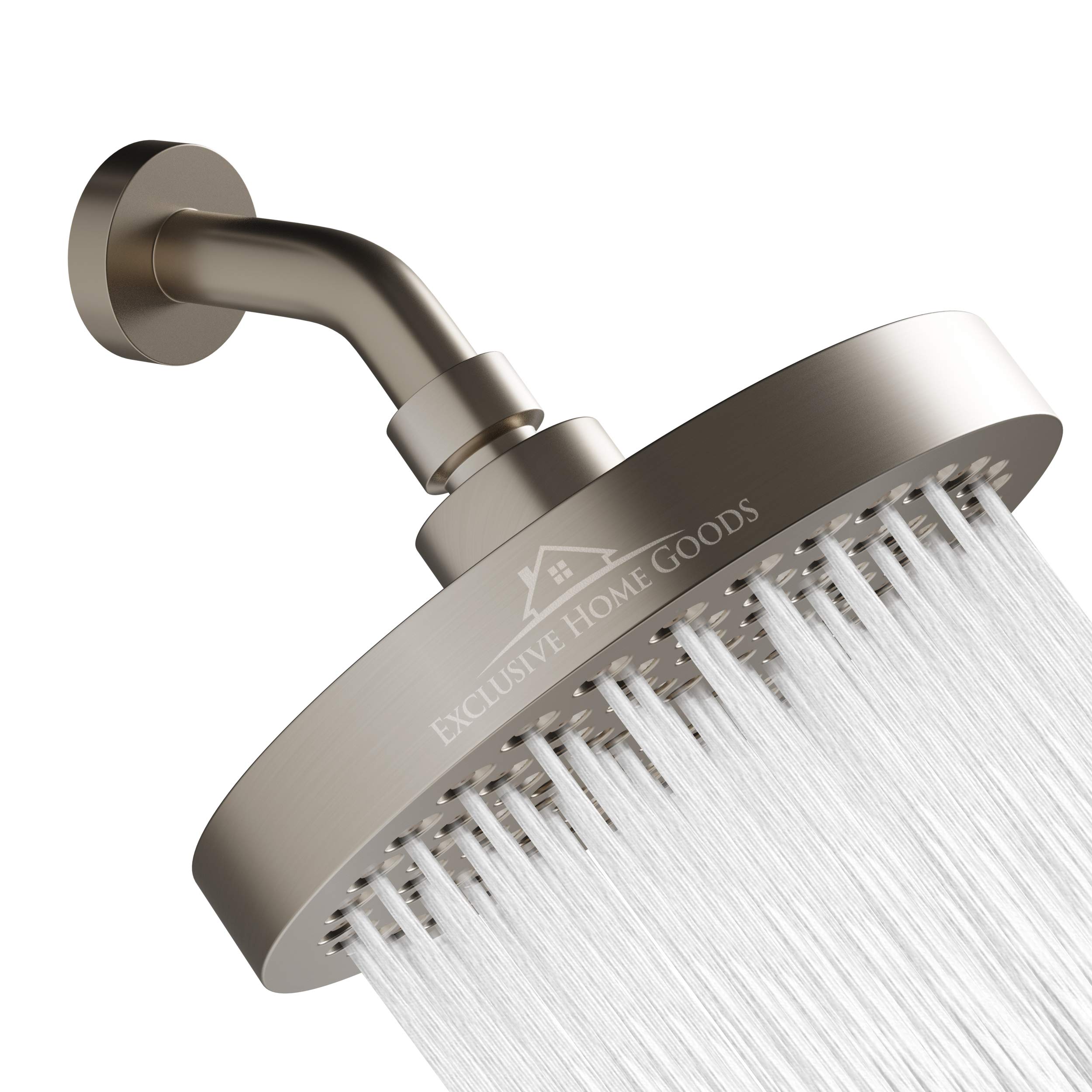 Heatsistence Rainfall Shower Head - 6" High Pressure, 1.8 GPM, Chrome Finish, ABS Plastic, 360 Adjustable, Anti-Clog Rubber Jets