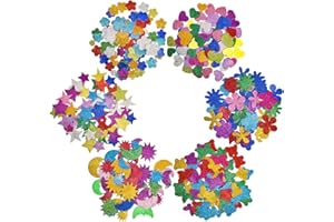 IKAMMO [6 Pack] Glitter Foam Letter Stickers Foam Stars Heart Self-Adhesive Stickers 3D Color Journaling Stickers for Kids Creative Toys DIY Scrapbooking Card Making Accessories,Assorted Mixed Colors.