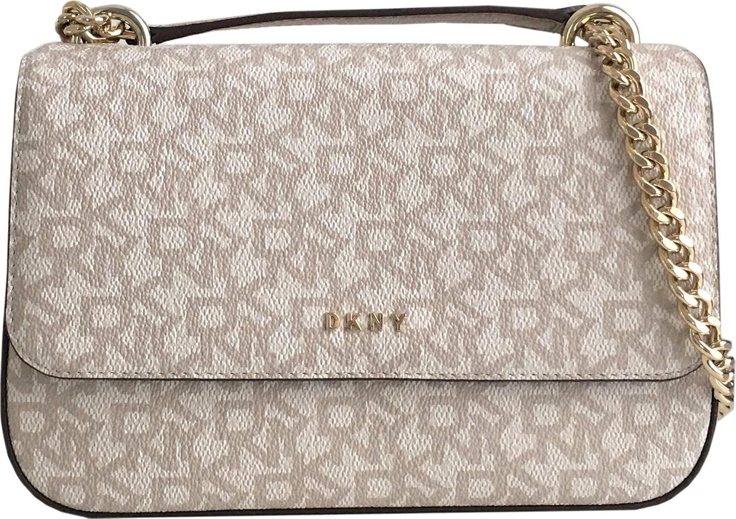 DKNY Sina Small Coated Logo Shoulder Cross Body Bag in Hemp/Sand