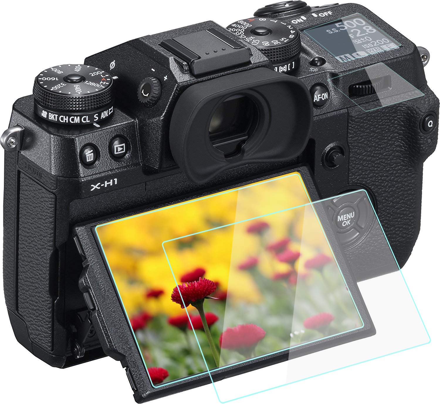 YRTIYO xh1 Screen Protector Compatible for Fujifilm X-H1 Camera (2 TOP & 2 LCD Screen), Anti-Scrach Anti-Bubble Anti-Dust 9H Tempered Glass 4-Pack