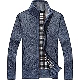 Yeokou Men's Casual Slim Full Zip Thick Knitted Cardigan Sweaters with Pockets