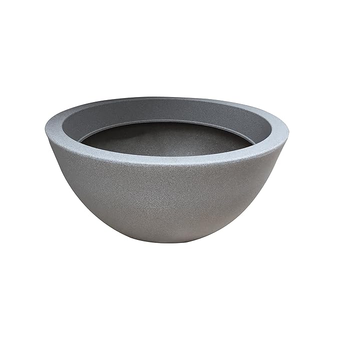 greemotion Pflanzschale Padua in Taupe, Durchmesser 40 cm - Pflanzkübel rund in Granitoptik für außen - Blumentopf Kunststoff