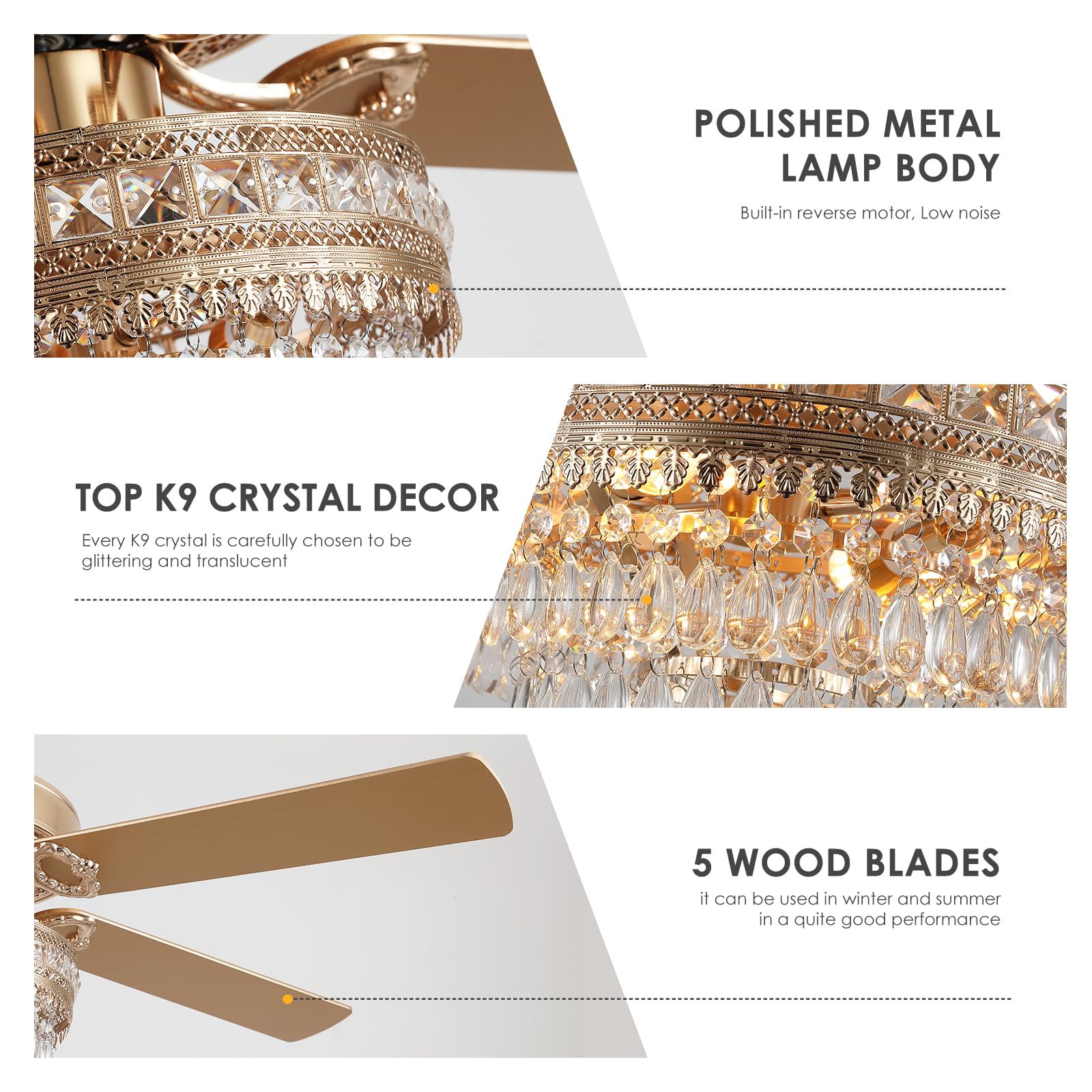 Crystal Ceiling Fan Fandelier with Lights - 52