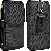 COANJIUO Cell Phone Holster with Card Holder Pouch Belt Clip Men for iPhone 17 Air 16 15 14 13 12 11 Pro Max Plus Samsung Galaxy S25 S24 S23 S22 Plus FE, L-Black