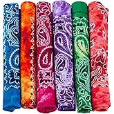 CoverYourHair - Tie Dye & Paisley Bandanas - 6 Pack Colorful Cotton Bandanas