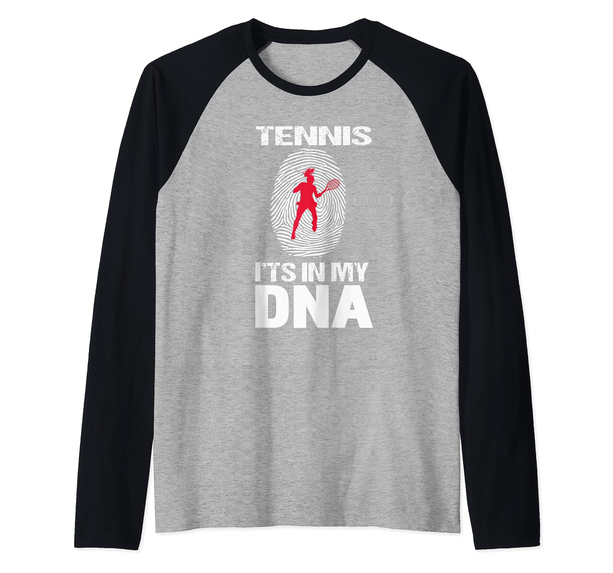 Funny Tennis Female DNA for Tennis Female Player Raglan Baseball Tee