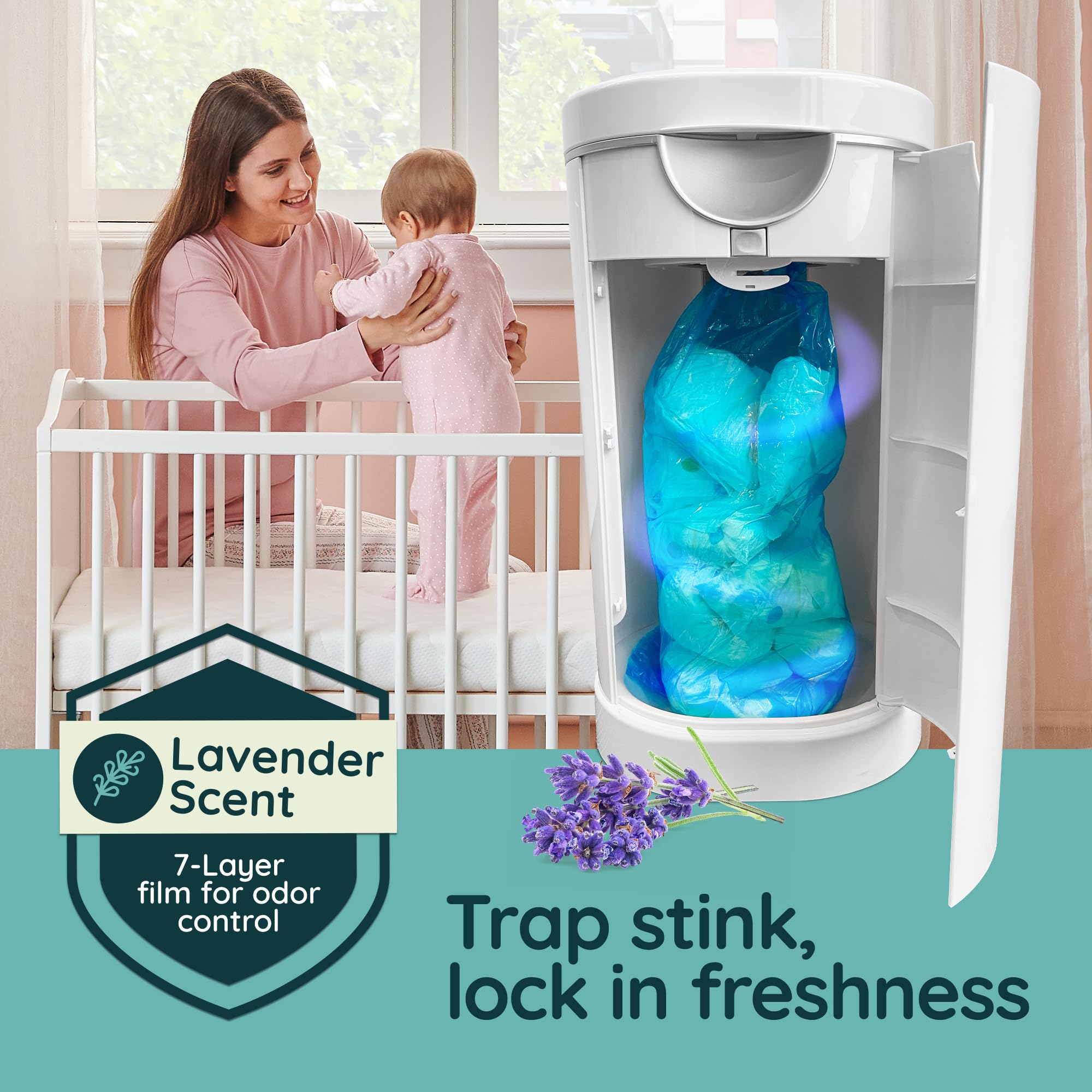 Reli. Diaper Pail Refill Bags, Compatible with Munchkin Step, Pail (6 Pack) | Pail Refills w/Lavender Scent | Odor Blocking, Strong, Easy Replacement | Holds up to 1,680 Diapers