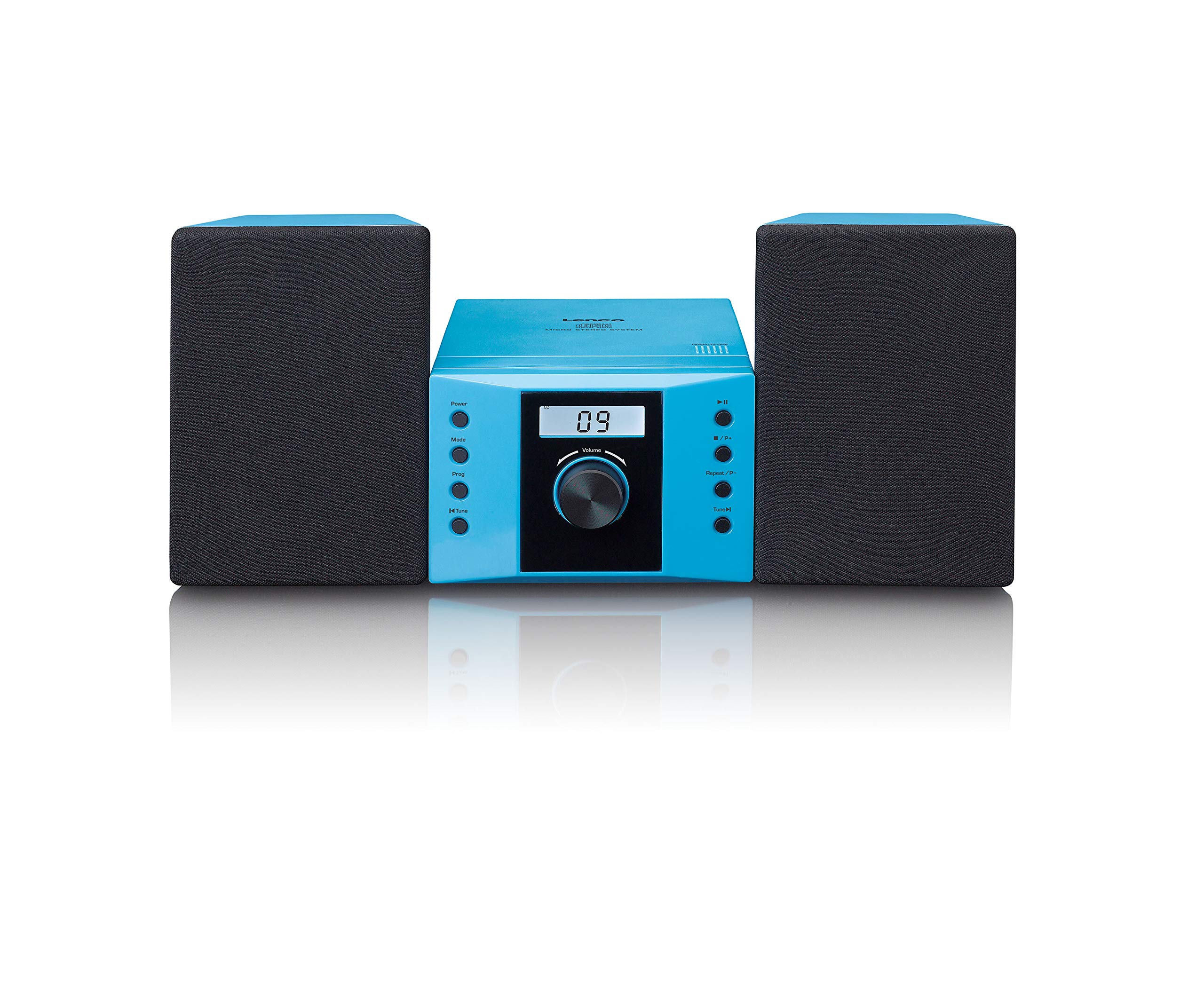 Lenco MC-013BU Stereo System - Compact System for Children - Radio CD Player - LCD Display - AUX Input - 2 x 2 Watt RMS - with Stickers - Blue