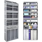 EZVERY Extra Large Over The Door Organizer with Clear Pockets - 8 Compartments & XL Bottom Storage, Heavy-Duty Hanging Organizer for Bathroom, Bedroom, Closet (57 Inch Height).