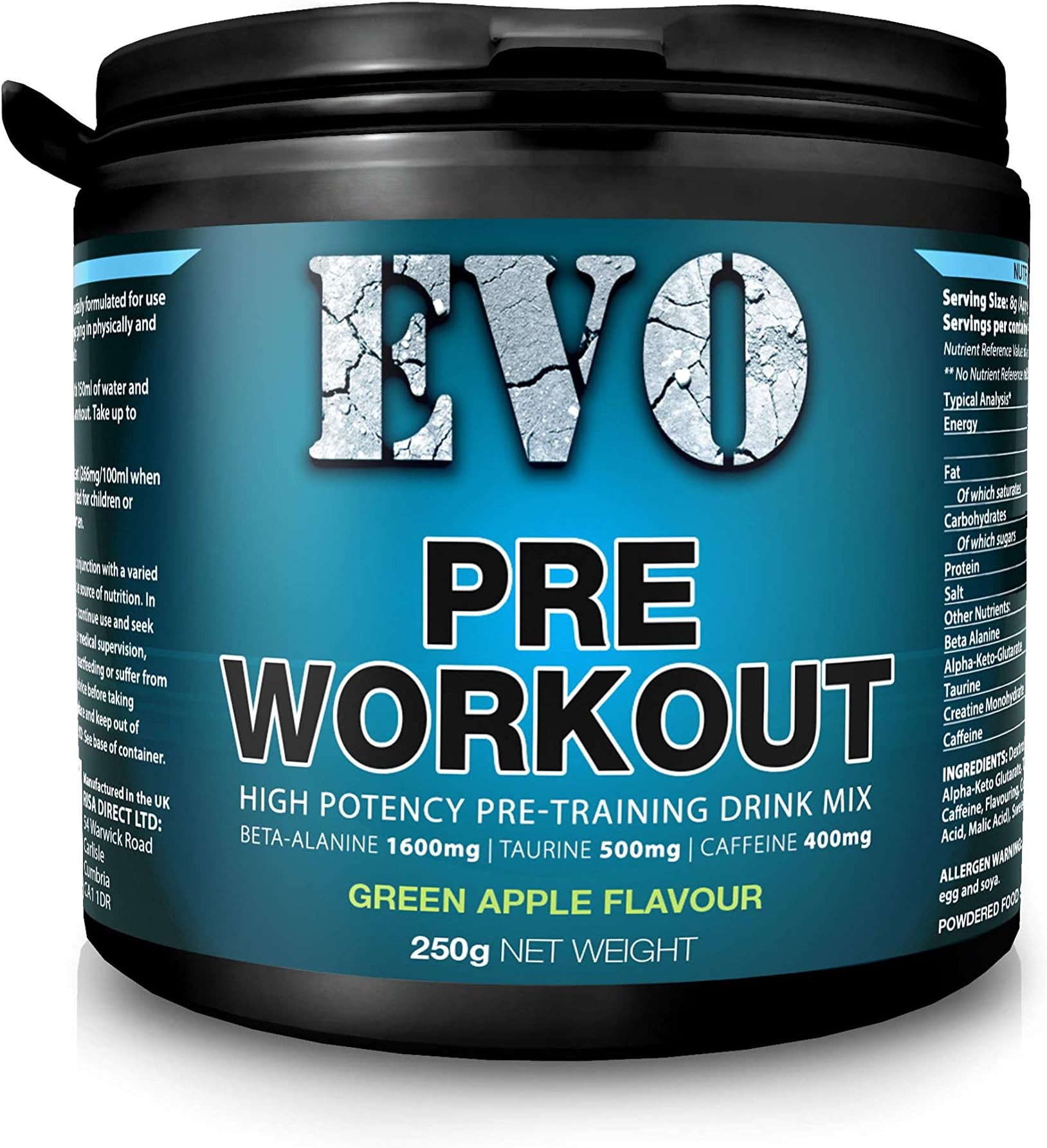 Pre Workout Supplement | Extreme Pre Workout Powder | 31 Servings | Food Supplement | Preworkout Drink with Beta-Alanine, Taurine, Creatine Monohydrate, Caffeine (Green Apple)