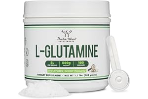 DOUBLE WOOD SUPPLEMENTS L Glutamine Powder 1.1lbs (100 Servings of 5 Grams Each - Third Party Tested L-Glutamine Powder) Unflavored, Keto, Vegan Friendly (with Scoop) for Exercise Endurance and Gut Health by Double Wood
