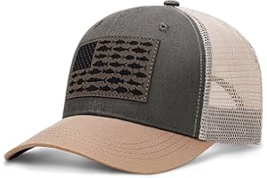 NAICISSISM American Fish Flag Trucker Hats - Fishing Gifts for Men - Outdoor Snapback Fishing Hats Perfect for Camping and Daily Use