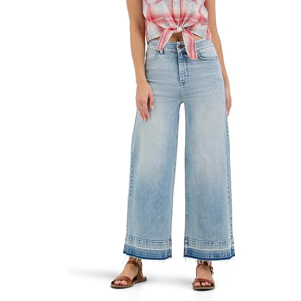 Jeans Rectos Sueltos Wrangler Para Mujer - Tiro Medio, Mezclilla Elástica, Tallas 0-18, Estilo Casual