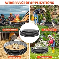 YSEJOMP 60 Inch Round Galvanized Fire Pit Ring/Fire