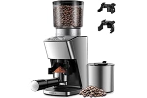 KIDISLE Conical Burr Coffee Grinder Electric, Espresso Grinder for Home Use, Burr Mill with 51 Grind Settings, Precision Electronic Timer, Stainless Steel Container