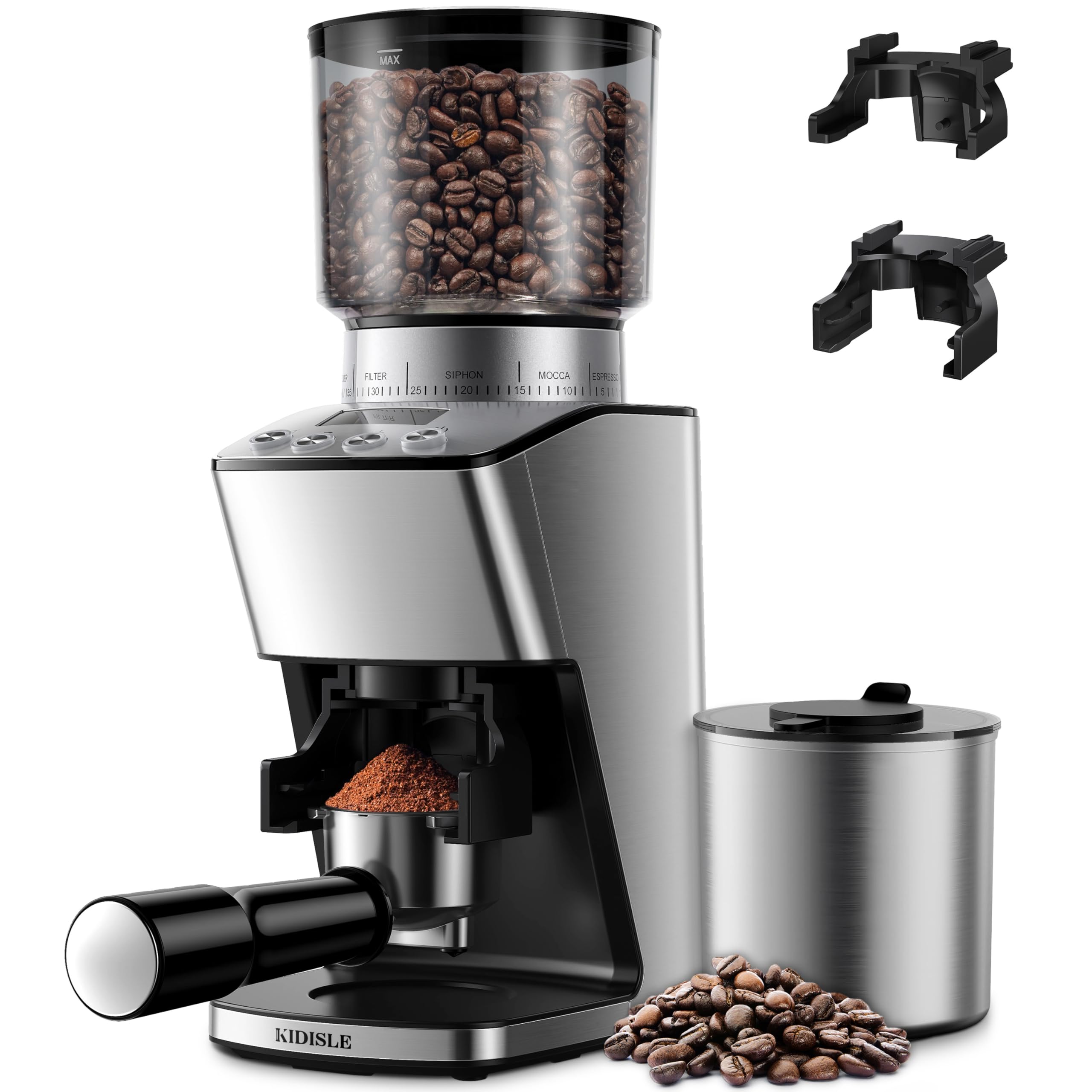 Photo 1 of *MINOR DAMAGE - USED*
KIDISLE Conical Burr Coffee Grinder Electric, Espresso Grinder for Home Use, Burr Mill with 51 Grind Settings, Precision Electronic Timer, Stainless Steel Container