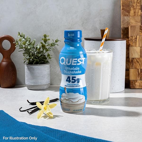 QUEST NUTRITION PROTEIN MILKSHAKE, VANILLA, 45G PROTEIN, 2G SUGAR, HIGH PROTEIN, LOW SUGAR, GLUTEN FREE, 1 COUNT