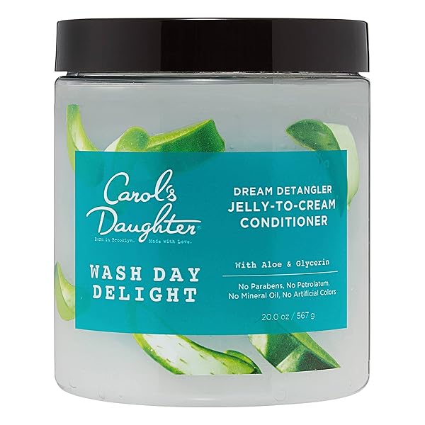 CAROL’S DAUGHTER WASH DAY DELIGHT DETANGLING JELLY-TO-CREAM CONDITIONER WITH GLYCERIN AND ALOE, PARABEN-FREE FOR MOISTURE, HYDRATION AND SHINE, MOISTURIZING, CURLY HAIR, 20 OZ