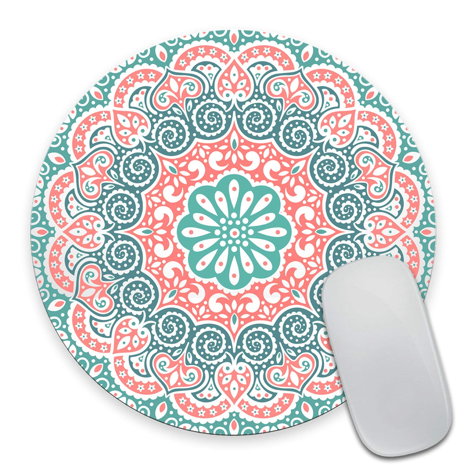 Wasach Mouse Pad Custom Design, Beautiful Floral Mandala Ornament,Personalized Design Non-Slip Rubber Round Mousepad 9.5 X 7.9 Inch (240mmX200mmX3mm)