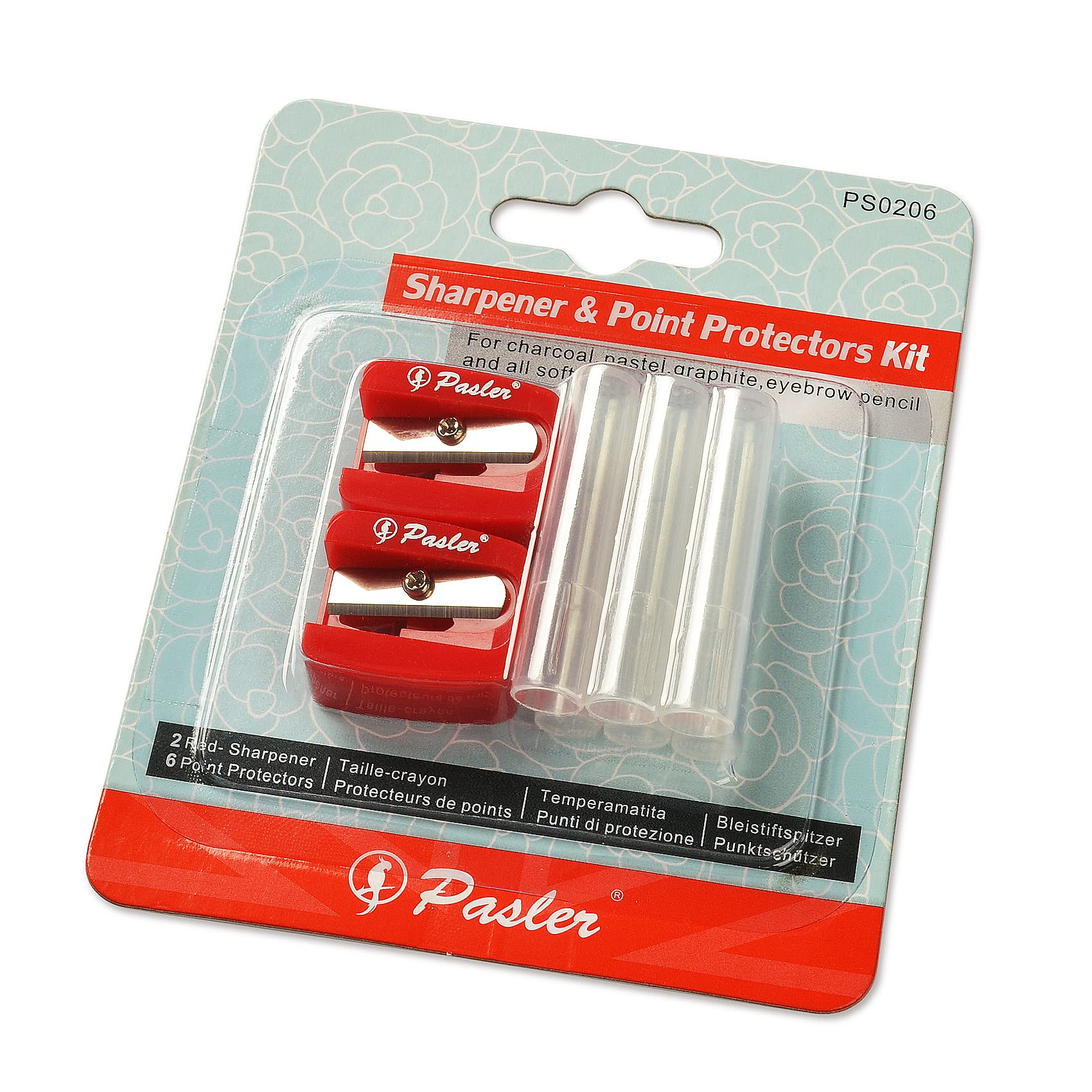 Pasler Pencil Sharpener & Point Protectors Set Ideal for Charcoal,Pastel,Graphite,Eyebrow Pencil and All Soft core Artist Pencils.