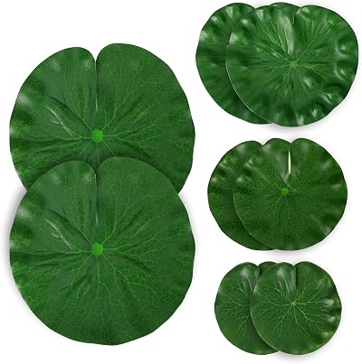 KALIONE 8Pcs Artificial Lily Pads for Pond EVA Lotus Leaves 10-20cm