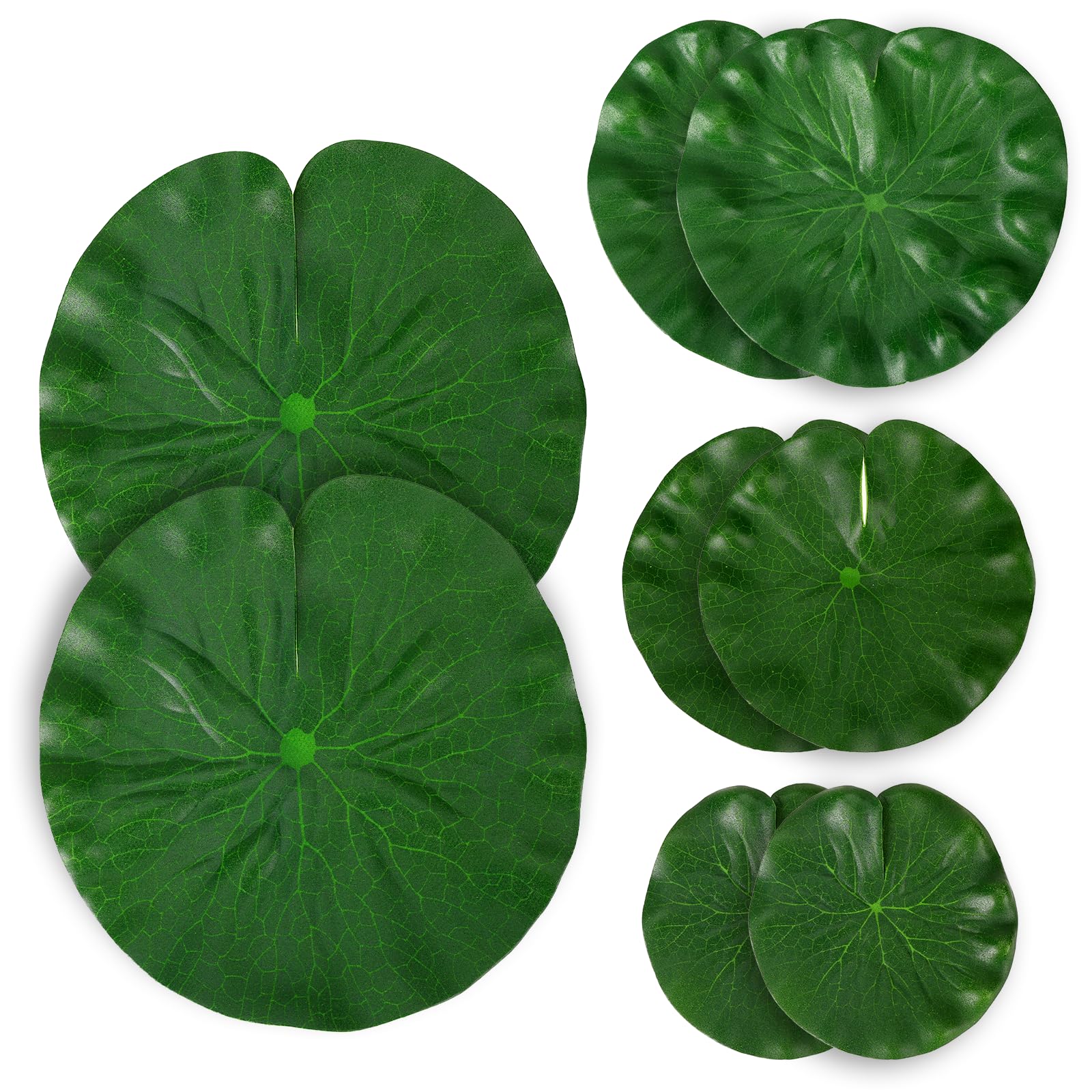 8Pcs Artificial Lily Pads for Pond - Plastic Pond Ornaments with Lotus Leaves, Lilly Pads Artificial Flowers for Fish Pool Garden Decoration