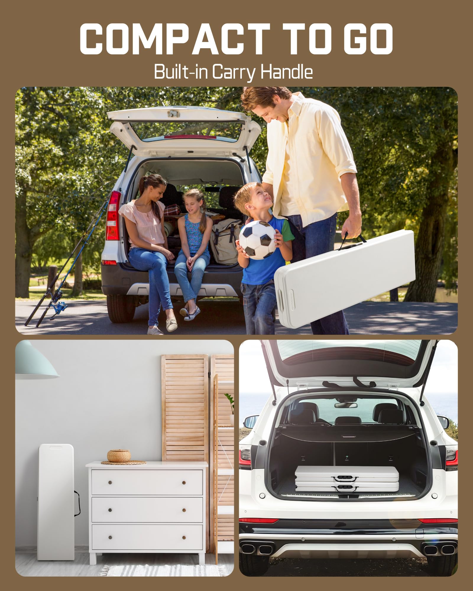 FanttikOutdoor 6ft Plastic Folding Bench with Safety Lock Carrying Handle, Portable Indoor Outdoor Bench for Party, Dining, Camping, Garden, Soccer Activities, No Assembly, 1 Pack, White Zeta I6 Pro