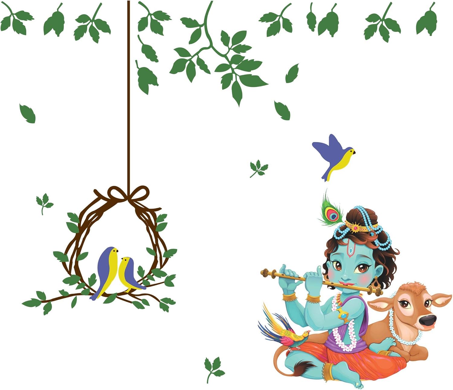 Buy creatick studio Beautiful Decorative Krishna Wall Sticker (76 x 88 cm) Online at Low Prices