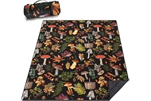 Wruzbxcn Picnic Blankets Waterproof Sandproof Picnic Beach Blanket Foldable Portable Travel Large Vintage Mushroom Camping Blanket for Outdoor Beaches,Parks,Hiking-Mushroom 80" X 60"