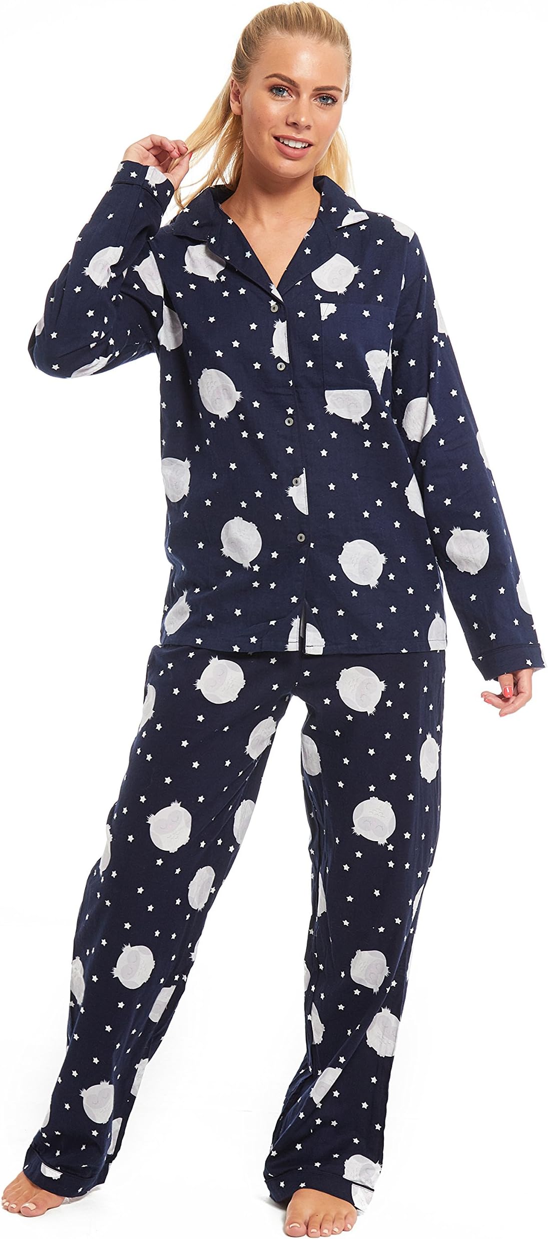 Winceyette Pyjamas Ladies Wincy 100% Brushed Cotton Blue PJs Size 10 12 14 16 18