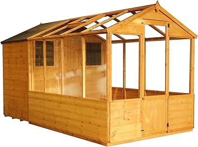 Invernadero de madera con cobertizo, ventana, puerta única, estireno