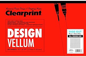 Clearprint 11" x 17" 1000H Design Vellum Pad with Printed Fade-Out 30-Degree Isometric Grid, 16 lb., 100% Cotton, 50 Sheets, 1 Each