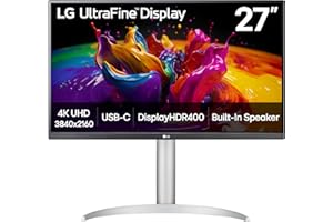 LG Ultrafine 27 inch 4K UHD (3840x2160) IPS Monitor, USB-C PD 90W, DisplayPort, Hardware Calibration, Tilt/Height/Pivot Adjus